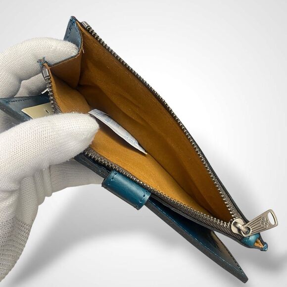 Patricia Nash NAZARI Genuine Leather Bifold Wallet Teal Blue Coral RFID - Picture 8 of 10